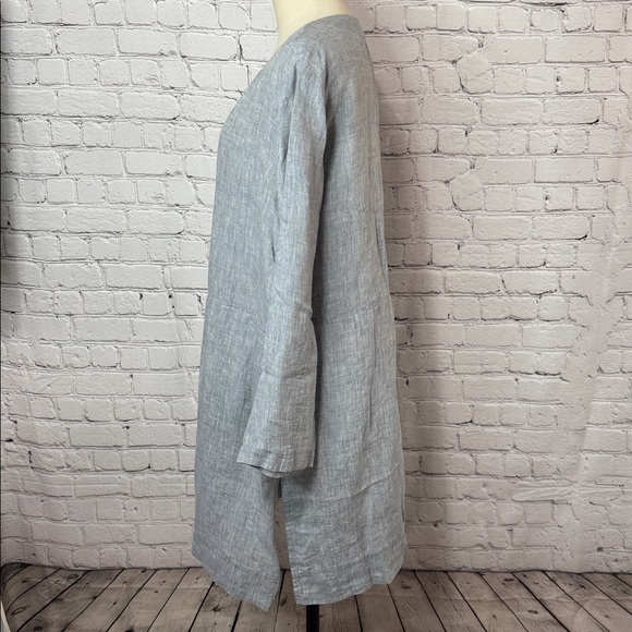 Eileen Fisher 100% Organic Cotton Loose Lightweight Blazer Duster Size L Large - Picture 7 of 13